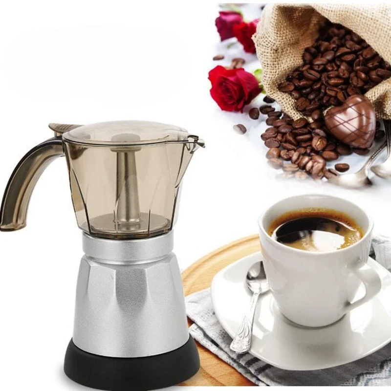 220V Plug-in Coffee Appliance Office Coffee Pot Machine for Convenient Aluminum Electric Heating Mocha Pot