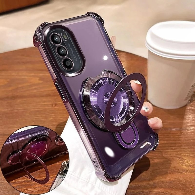 Shockproof Plating Magnetic Bracket Case for Samsung Galaxy A17 A07 A16 A26 A36 A56 A06 A15 A25 A35 A55 A14 A24 A34 A54 5G Cover