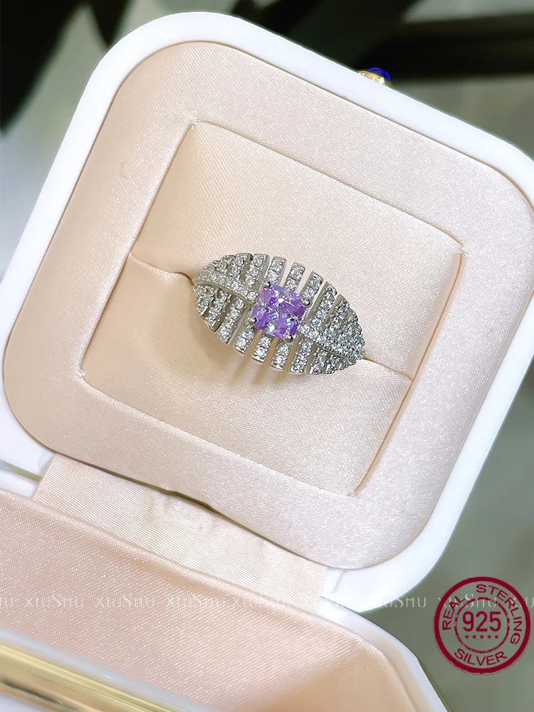 Fashionable and Minimalist 925 Silver Ring Female Leaf Fashion Ring Temperament Engagement Jewelry Wholesale