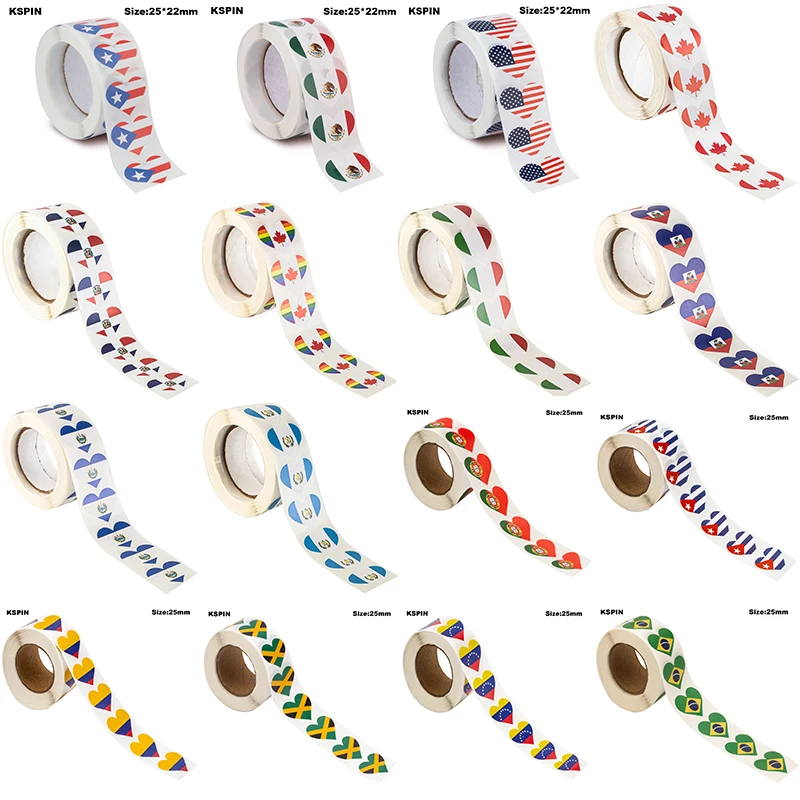 

500PCS Flag Stickers 25mm Paper Sticker Label Packaging Seals Crafts Favor Tag Toppers Labels