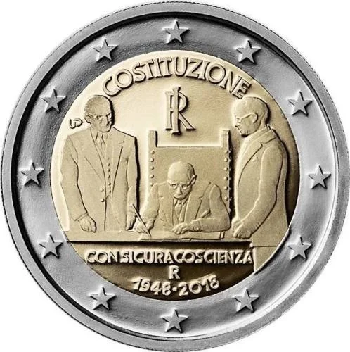 Il 70 ° Anniversario Della Legge Della Fondazione Del 2018 Moneta Commemorativa 2 Euro Unc Nuovo Di Zecca