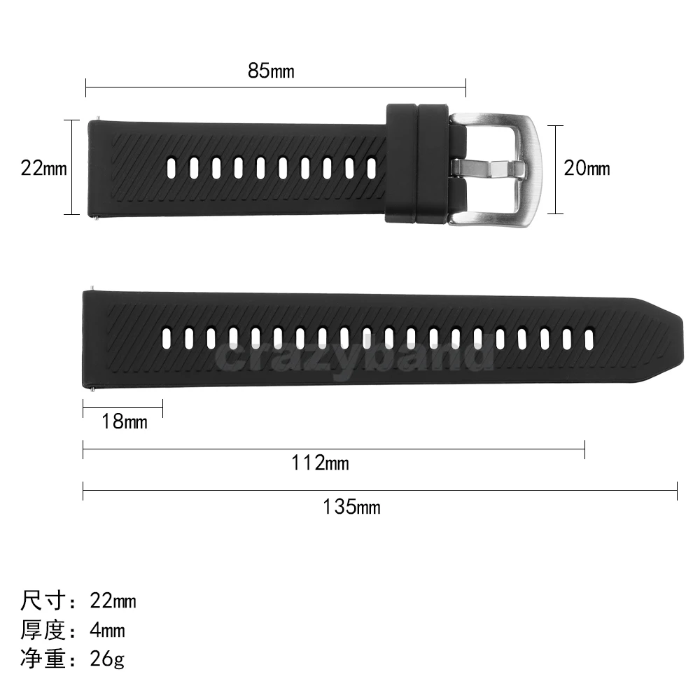 Extended Silicone Watch Band – Quick Release Sport Strap