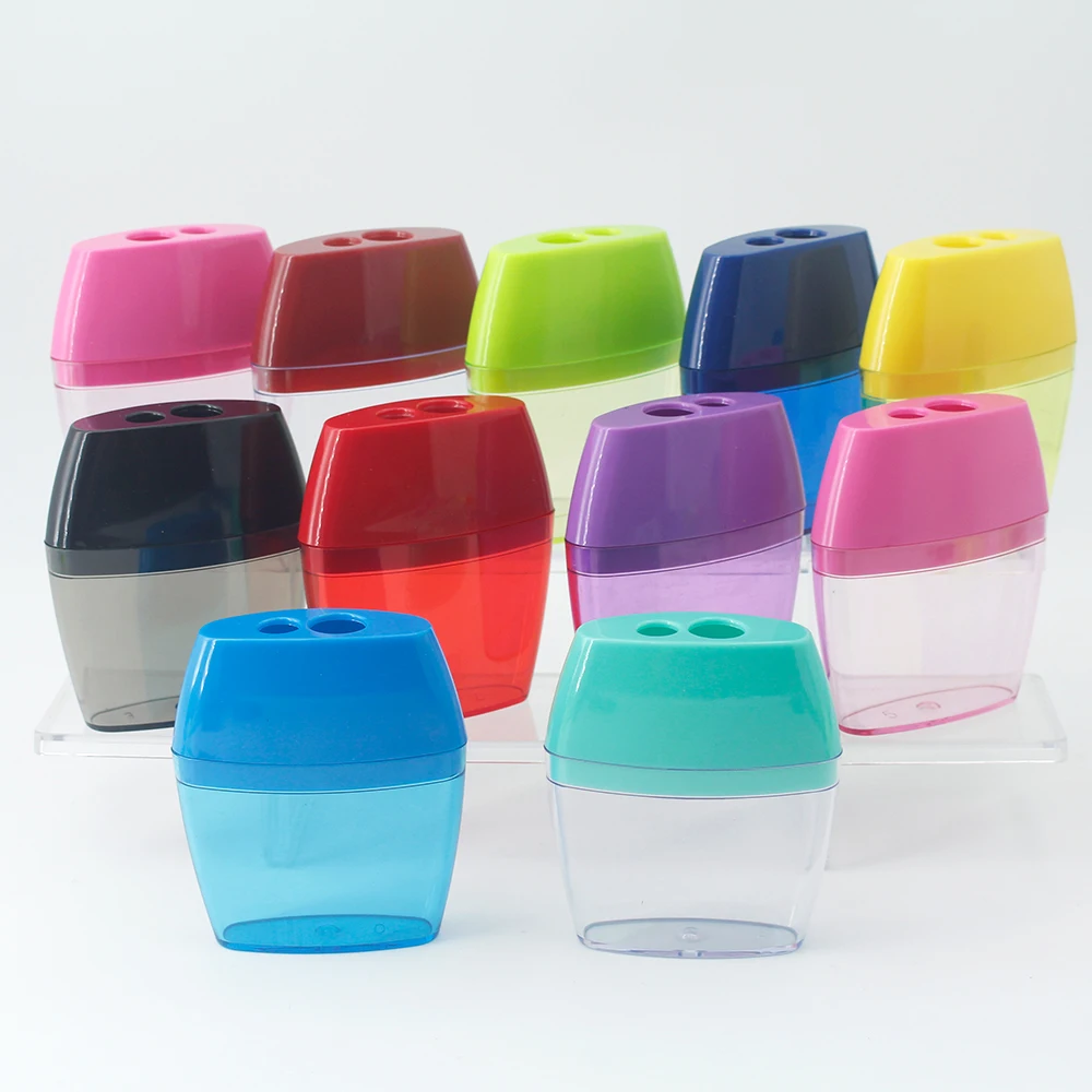 Dual-hole Pencil Sharpener with Shavings Storage for Student