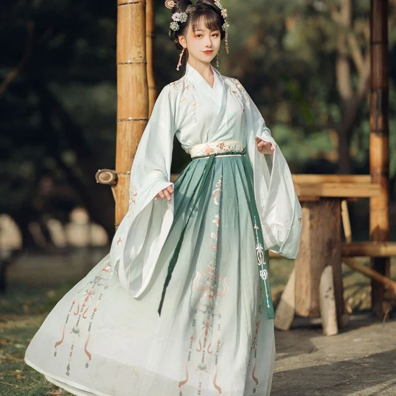 

Chinese Style Hanfu Dress Women Traditional Elegant Floral Embroidery Princess Dresses Oriental Fairy Cosplay Stage Dance Robe