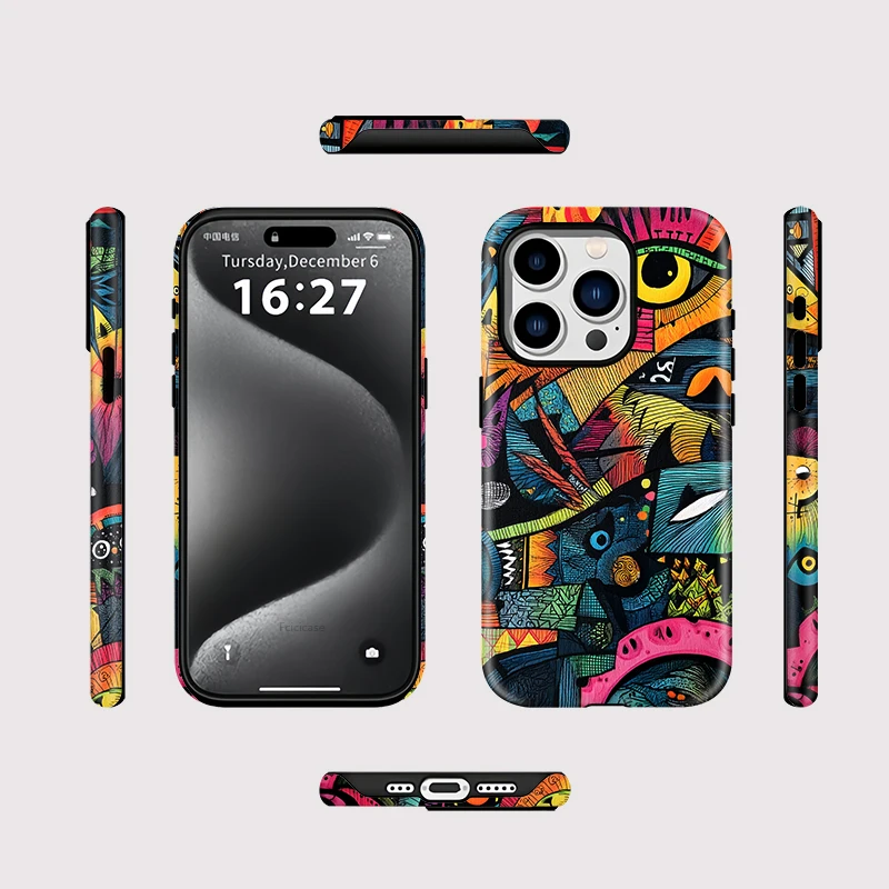 Premium Artistic Phone Case with Magsafe Compatibility and Soft Eyes Design