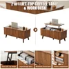 Wooden Fluted Lift Top Coffee Table with Hidden Compartment, Modern Rectangle Center Tables with Adjustable Storage Shelf 4