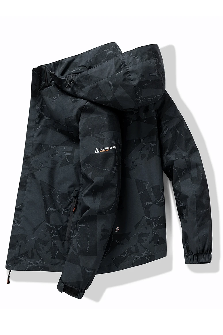 Hooded Jacket Men's Spring and Autumn Outdoor Sports American Retro Cityboy Jacket Top Printed Windproof Top