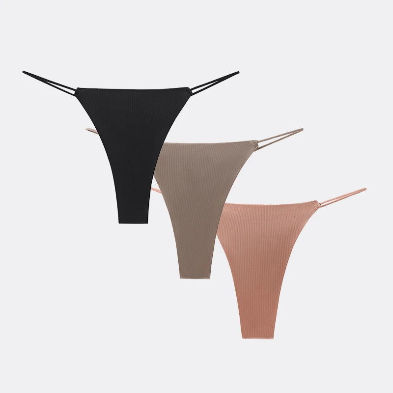 BANNIROU 3Pcs Sexy Seamless Underwear For Woman Thongs Fitness Sports Ice Silk Female G-string Panties Women's Lingerie