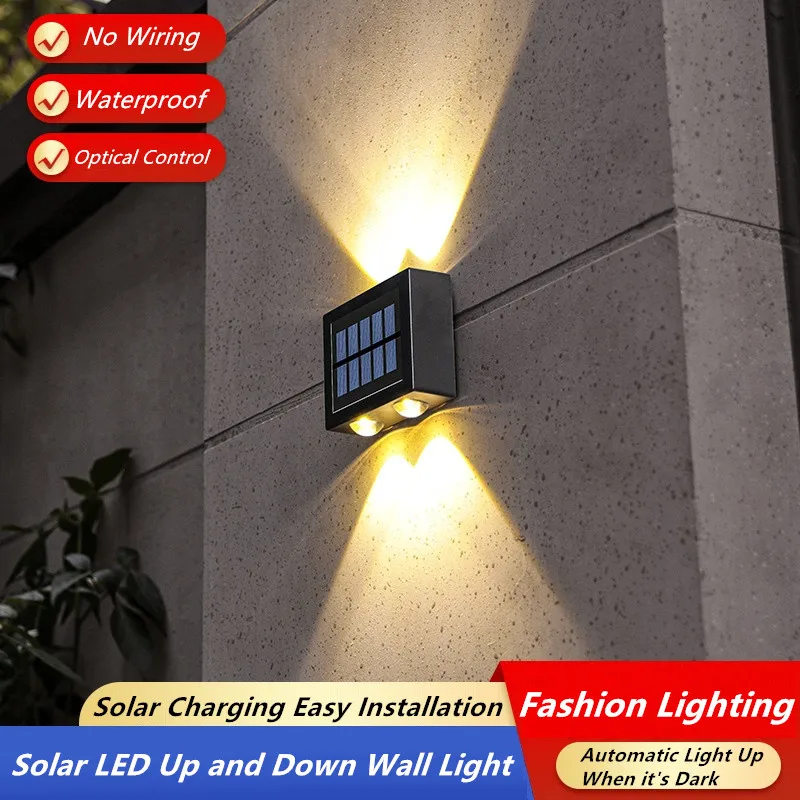 

2 шт., настенная Водонепроницаемая светодиодная лампа на солнечной батарее