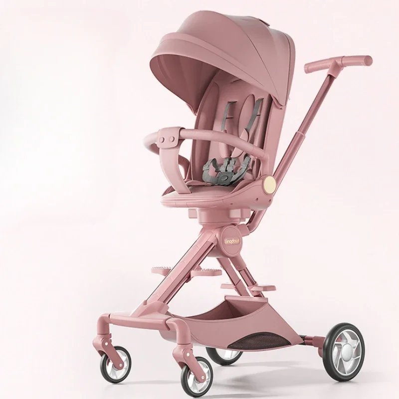 Lightweight Foldable High View Stroller Can Be Rotated 360&deg; Sitable and Reclineable Baby Stroller Aluminum Alloy Frame baby stroller