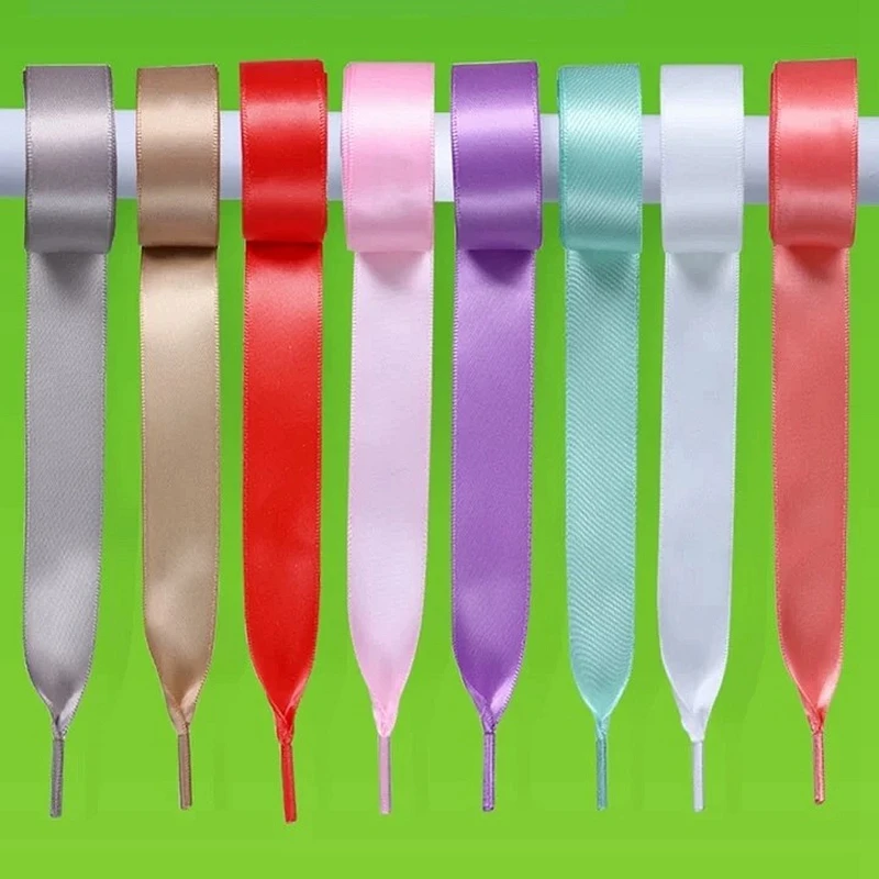 1PairSatinSilkRibbonShoelacesWhiteSneakersshoelacesCanvasshoelaces2cmWidth80cm