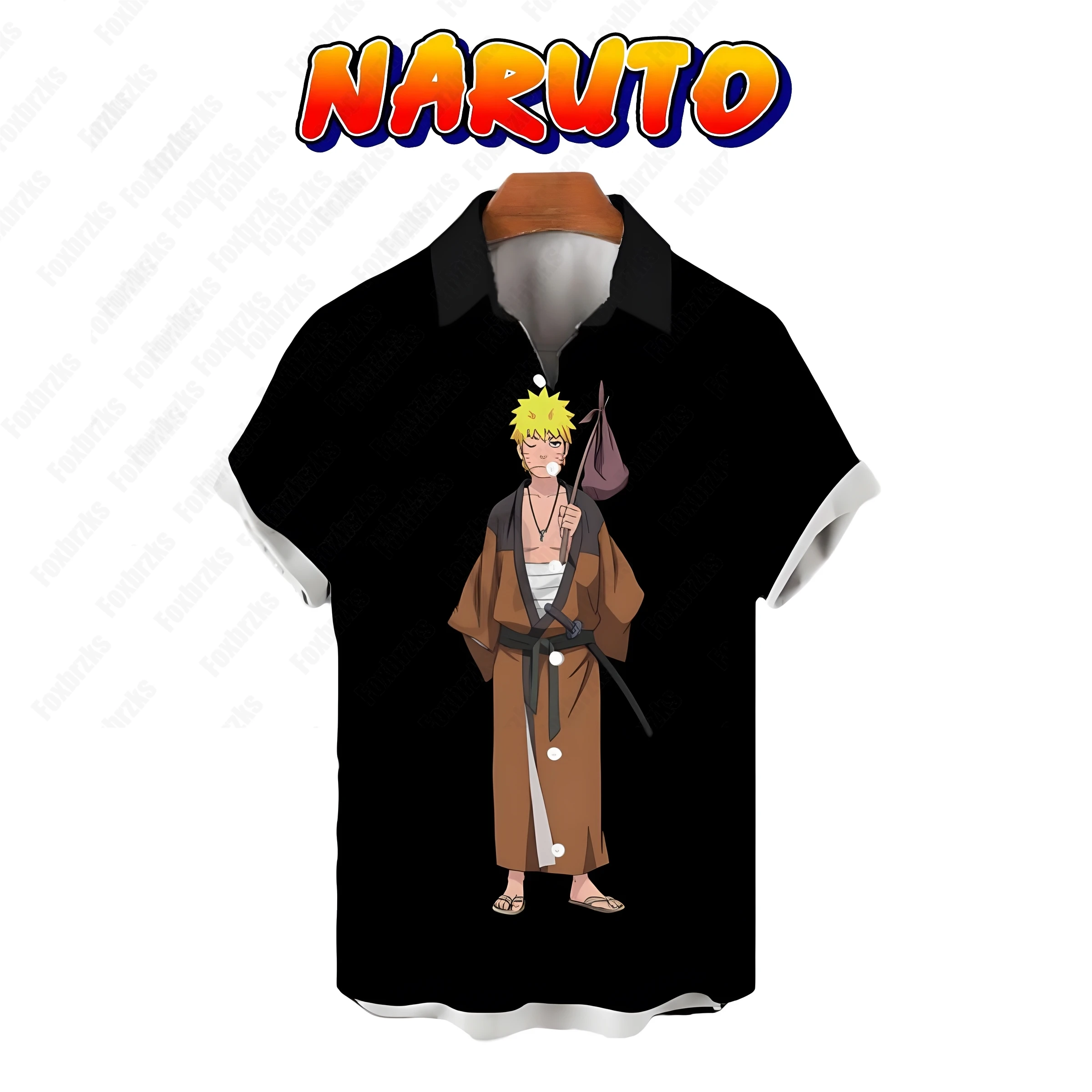 

Men's Clothing Naruto 2023 Shirts Shirt 5XL Tops Oversized High Quality Short Sleeve Anime Seaside Trip Cool Beach Style Fashion