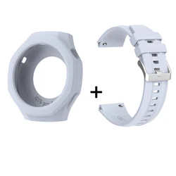 Silicone Watch Band with Protective Case - Premium Replacement Wristband for Huawei GT5 Pro 46 (Crystal blue suit)
