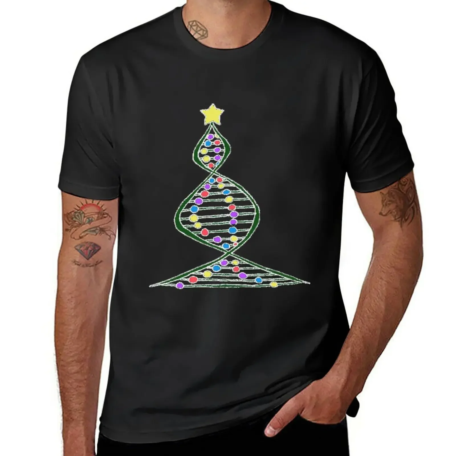 Dna Of A Christmas Tree T-Shirt Sublime Tees Blacks Fruit Of The Loom Magliette Da Uomo
