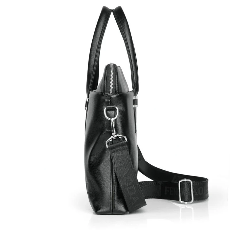 Large capacity leather briefcase Wear resistant and splash proof men's handbag 14 inch laptop case