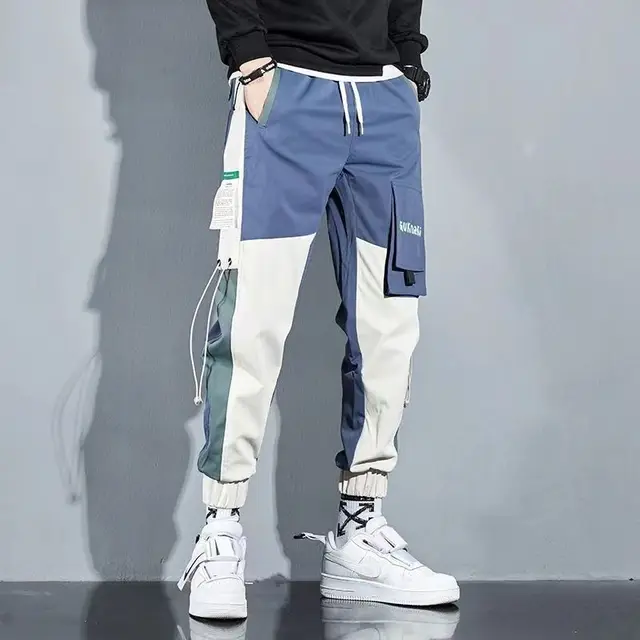 Classique Streetwear pantalons décontractés hommes rubans sarouel Jogging pantalon mâle coupe ajustée printemps Cargo pantalon multi-poches femmes pantalon J2 1
