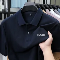 Polo homme 2026 à manches courtes, imprimé lettres, en 100% pur coton, confortable, respirant et décontracté pour l'été 1