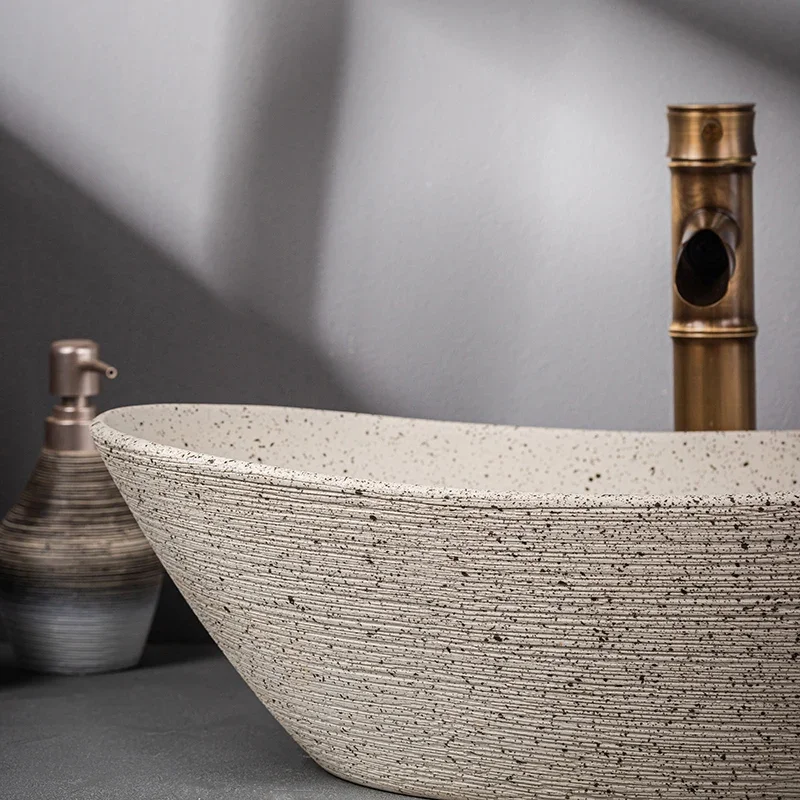 On-stage basin Antique washbasin Ceramic art retro washbasin Household bathroom Washbasin Outdoor 4