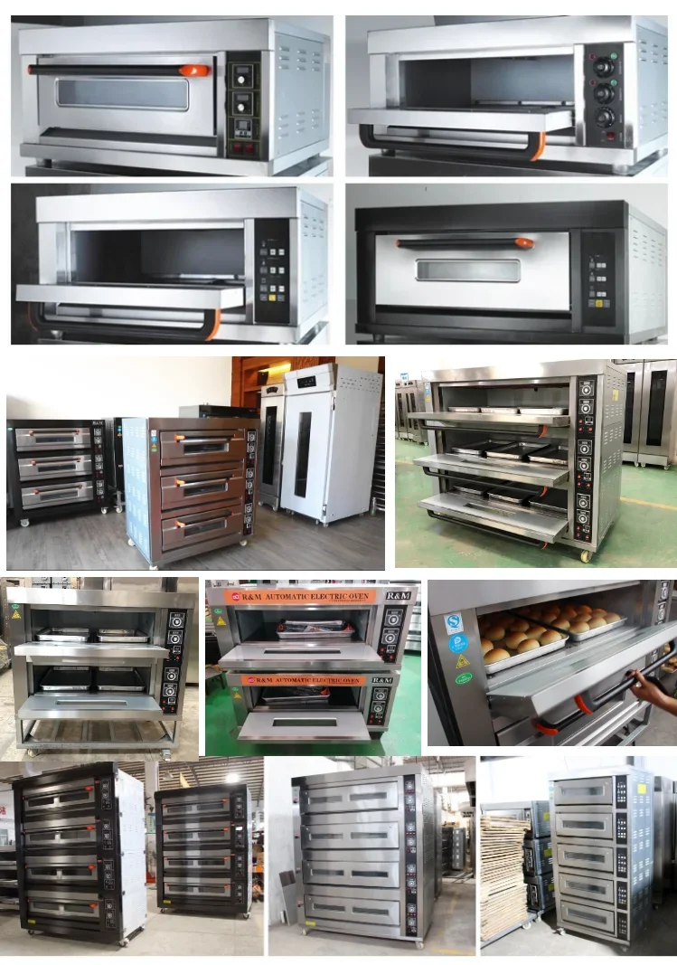 Steel Industrial 2 3 Deck Layers 4 6 12 Trays Commercial Kitchen Gas Electric Pizza Use Baking Cake Bread Bakery Oven Equipment