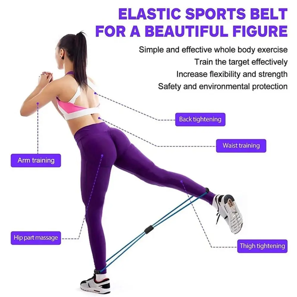 1Pcs Home Gym Elastic Band Portable Fitness Equipment 8 Shape Tension Rope Yoga Resistance Band Shoulder Opening Chest Expander Fitness Resistance Band Fitness Accessories