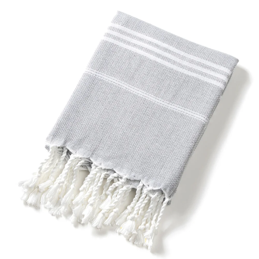 90*180cm Cotton Turkish Beach Towel Turkish Sports Bath Towel with Tassels Holiday Towel Soft Absorbent Quick Drying Towel
