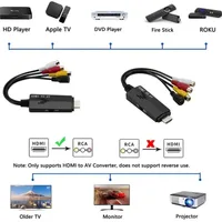1080P cable HD HDMI to AV RCA Black Converter Adapter Cable STB to Old TV Input port 1 x HDMI-Compatible Output port 1 x RCA - Image 3