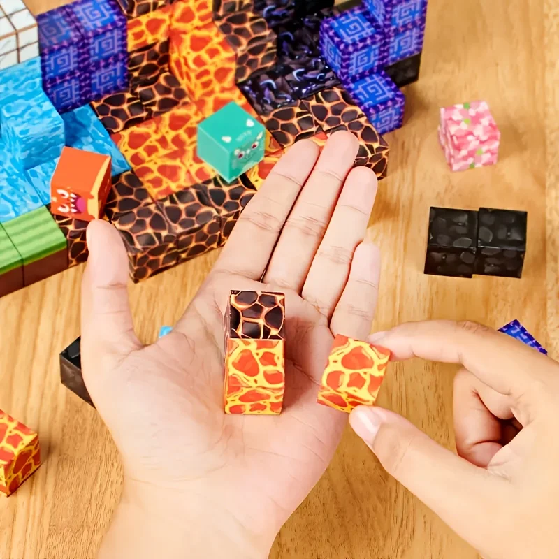 60 pieces Random magnetic building blocks mixed colors DIY entertainment toys mini world magnetic building blocks,magnetic assembly toy