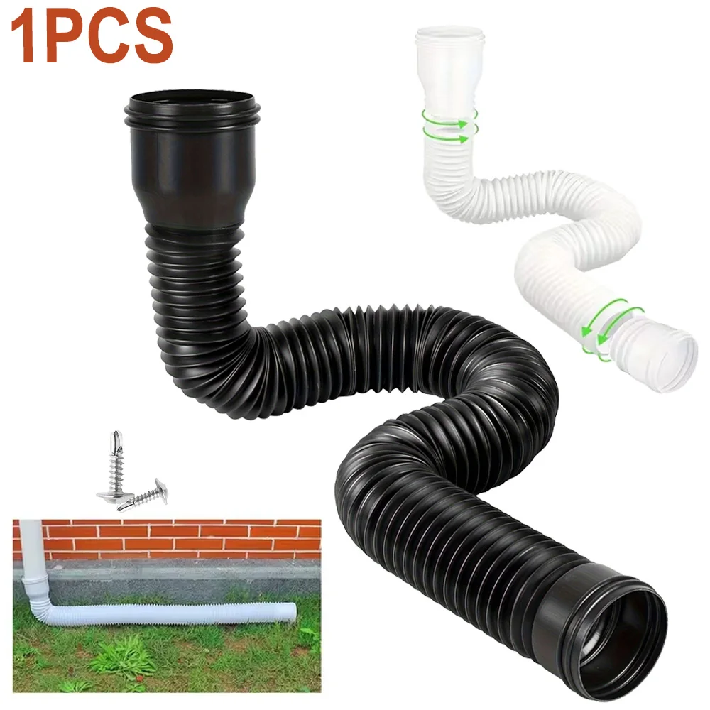 Rain Gutter Downspout Extender 1PCS Rain Gutter Downspout Extension Retractable Connector With Screws Flexible Drain Extender Gutter Pipes
