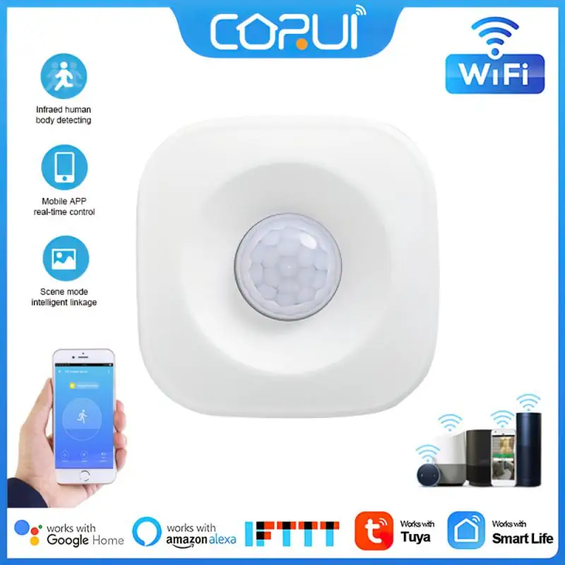 

Tuya Wifi Smart Human Infrared Detector CoRui PIR Body Motion Alarm Movement Sensor Google Home IFTTT Assistant Casa Inteligent