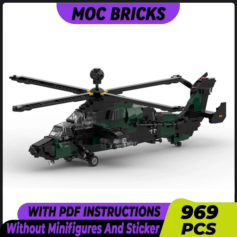 Модель военного самолета Moc, строительные блоки, Еврокоптер EC665, истребитель тигра, технология, блоки, подарок, Рождественская игрушка, набор для сборки «сделай сам»