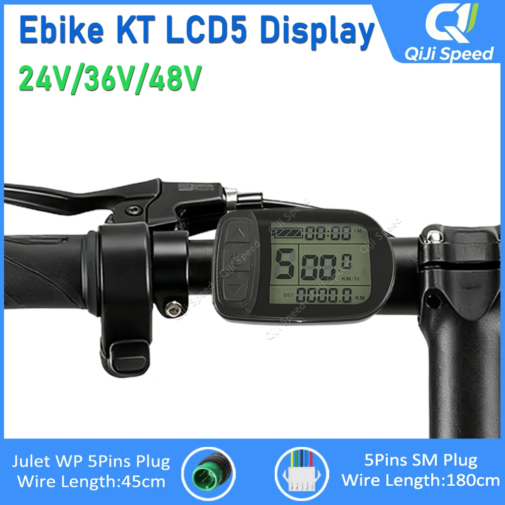 KT LCD5 클래식 방수 전기자전거 대시보드, 쿤텡 KT 컨트롤러 및 미터 키트용 24V 36V 48V 플러그 앤 플레이 미터