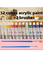 12/18/24 Color Acrylic Paint+2 Brushes, 0.17 ounces per bottle-Very suitable for artists, students, crafters and DIY projects 1