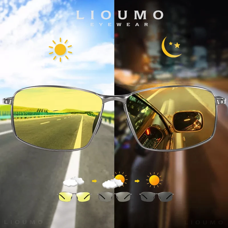 LIOUMO Trendprodukte 2026 Photochrome Sonnenbrille für Herren, polarisierte Nachtsichtbrille zum Autofahren, gelbe Schutzbrille, Sonnenbrille