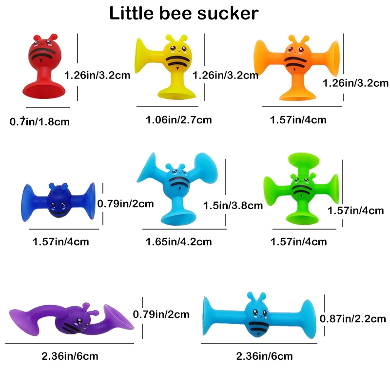 Small Bees Suction Cup Toys Set,Soft Building Blocks Pop Sucker,Parent-child Interactive Game, Window Bath Toys 5