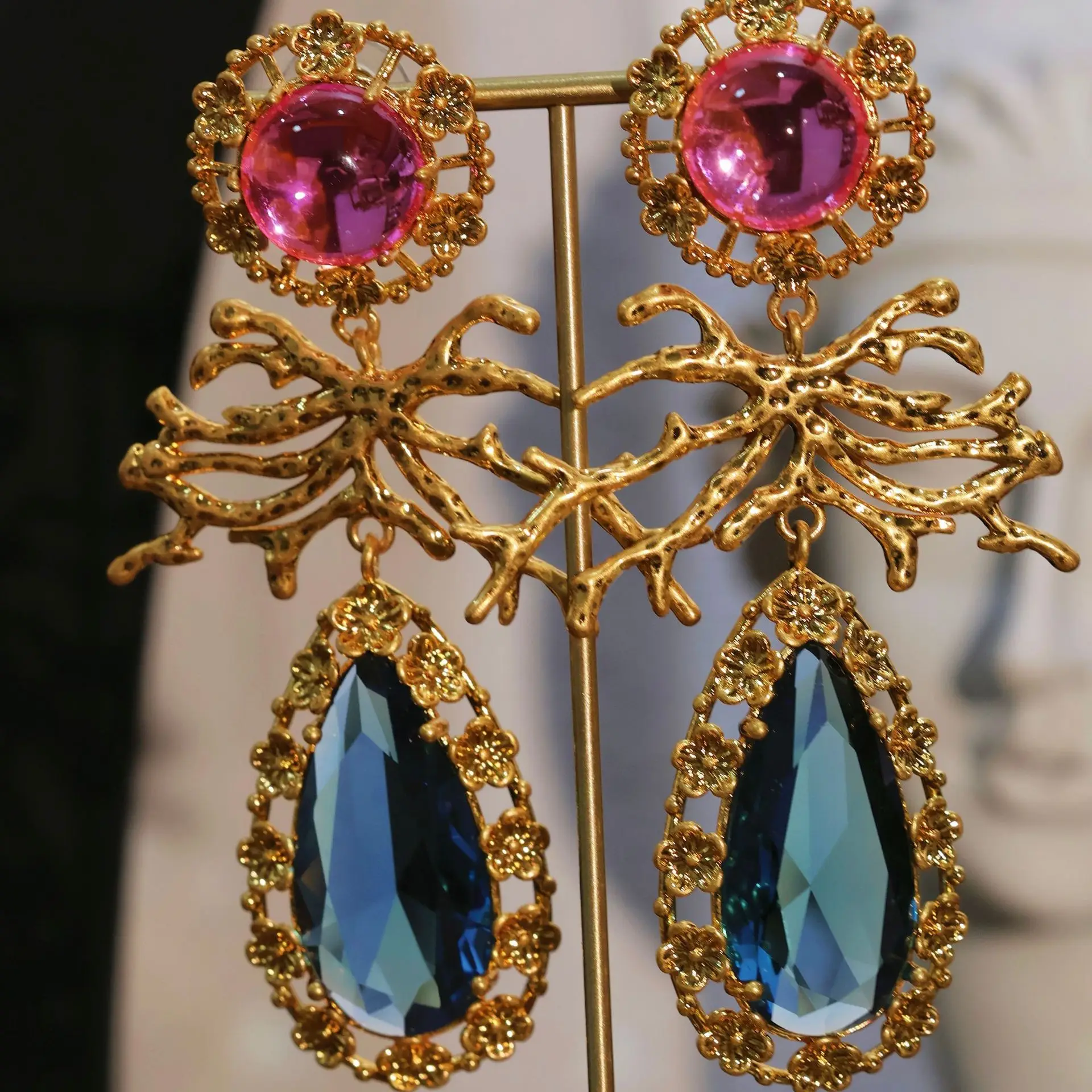 2023 New Women's Luxury Jewelry Zircon Glass Vintage Earrings