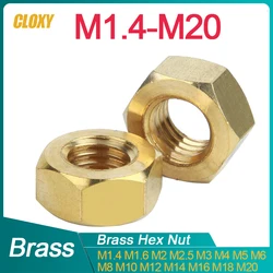 5/ 10 /50/ 100pcs DIN934 Solid Brass Copper Hex Hexagon Nut for M1.4 M1.6 M2 M2.5 M3 M4 M5 M6 M8 M10 M12 M14 -M20 Screw Bolt