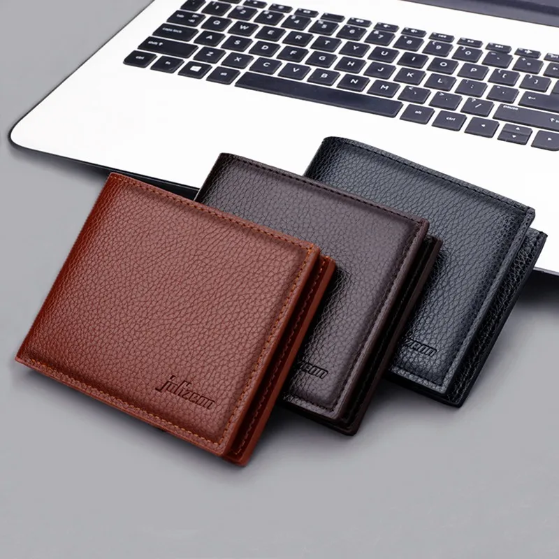 Vintage Men Leather Wallet Brand Luxury Short Slim Male Purses Money Clip  Credit Card With Coin Bag Zipper Wallet Grey Brown