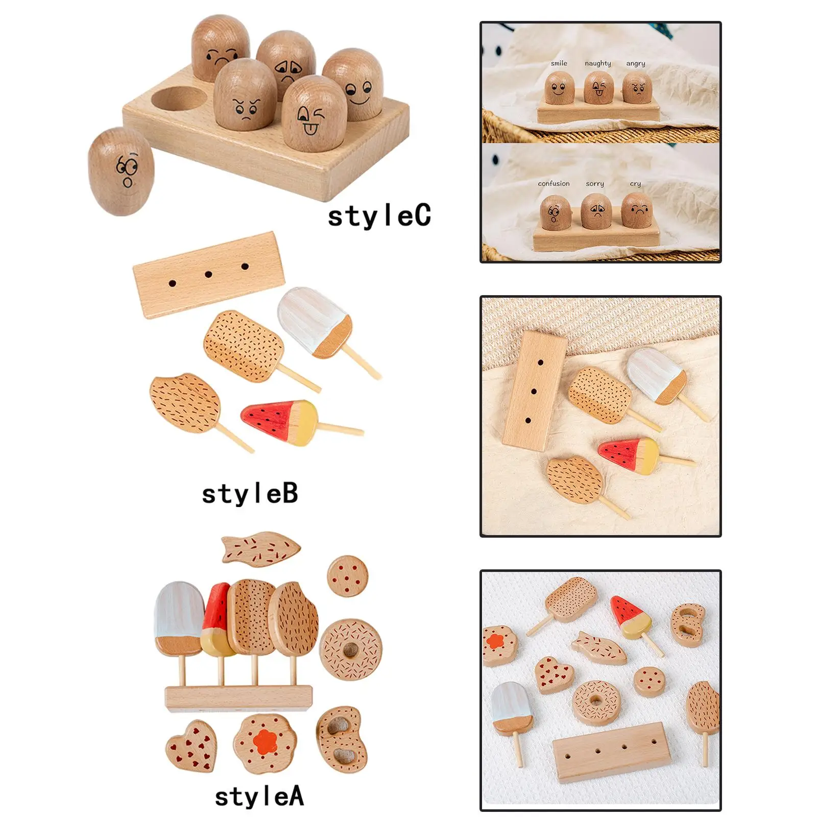 Wooden Cooking Toys Food Dessert Playset Role Toy for Toddlers