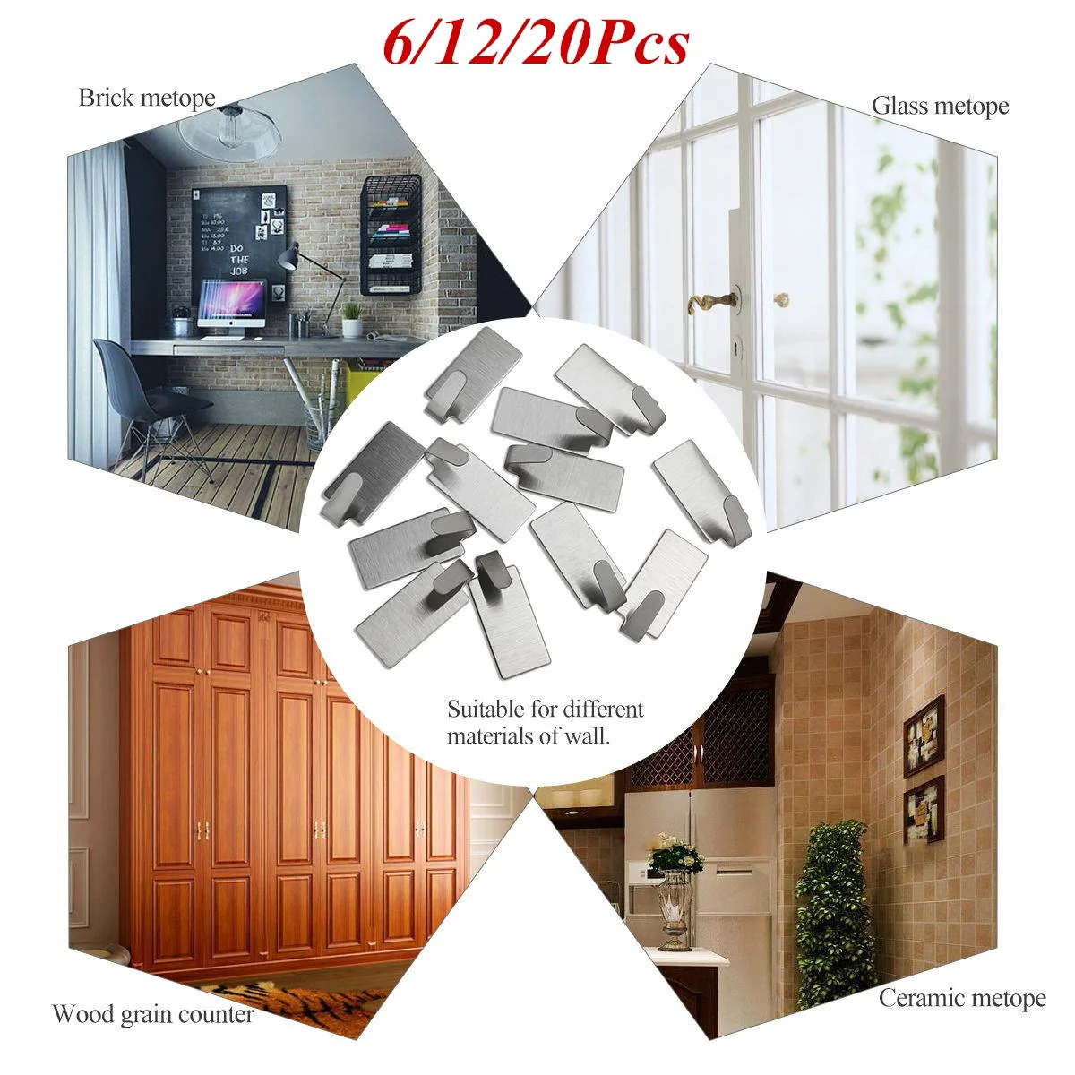 

Adhesive Stainless Steel Towel Hooks Towel Racks Wall Hooks for Kitchen Bathroom For sink