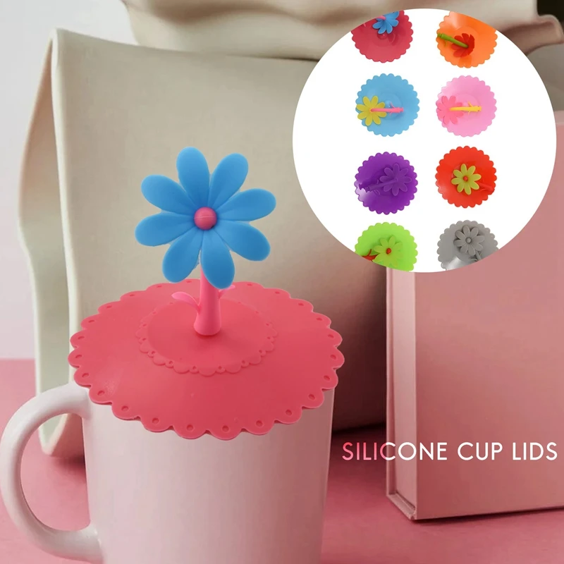 8 Pcs Silicon Cup Covers Anti-Dust Glass Covers For Drinks Coffee