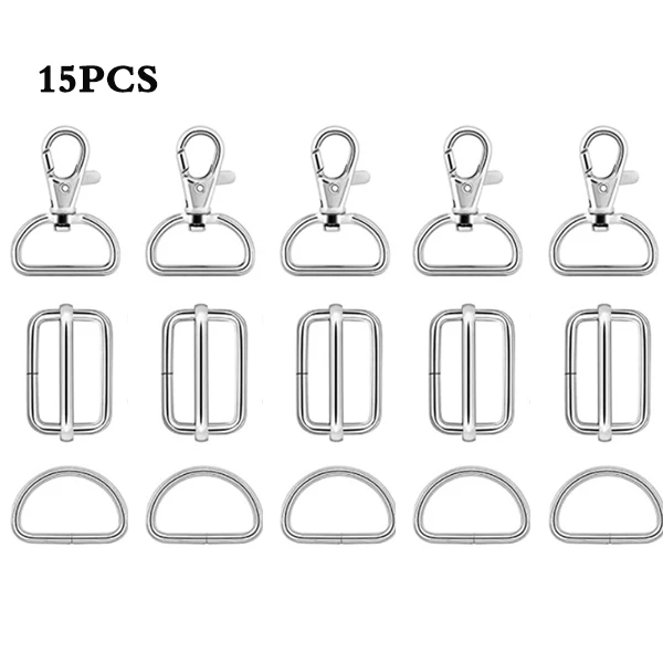 Lot De 60 Pièces De Quincaillerie Pour Sacs: Crochets, Anneaux En D, Boucles, Mousquetons, Alloy