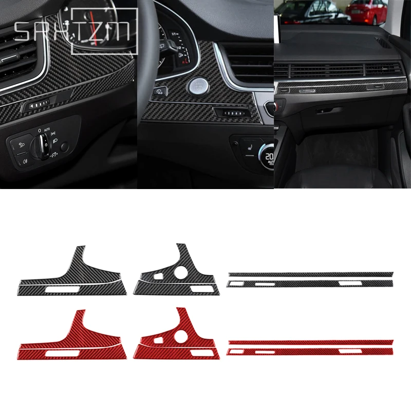 

Аксессуары для Audi Q7 2016-2019, наклейка на панель приборной панели автомобиля, Обложка приборной панели, наклейка, отделка из углеродного волокна