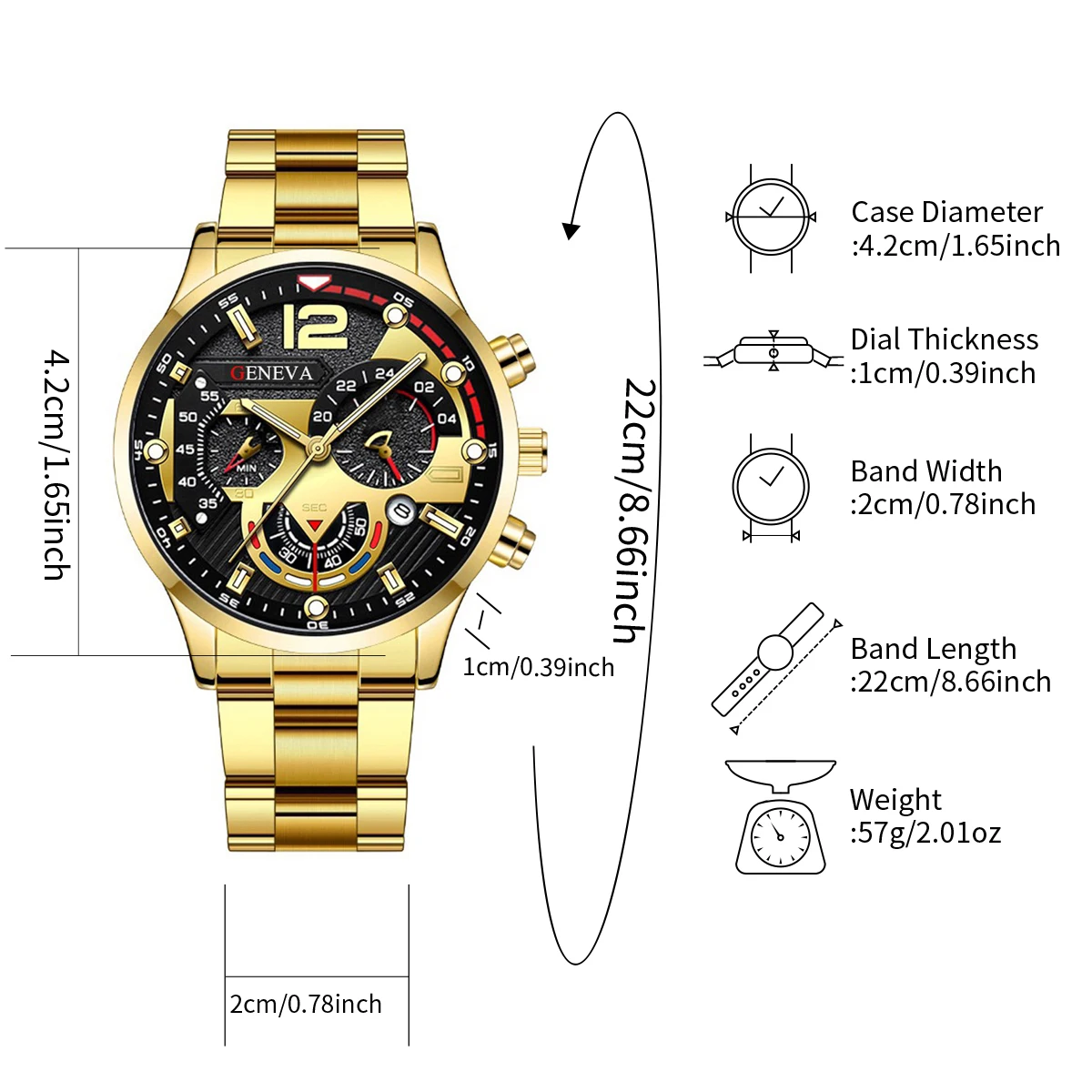 3PCs/Set Men's Quartz Watch Set Fashion Steel Belt Business Sports Calendar Casual Simple Men's Watch Gift for Men