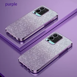 Luxury Gradient Glitter Plating Silicone Phone Case for Vivo V25 Pro (Sfdd purple)