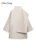 Winter Woolen Women's Scarf Collar Coat Solid Pockets Long Sleeve Loose Midi Overcoats 2024 Autumn Winter Lady Fashion Outwear 6