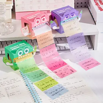 Note adesive estraibili Kawaii Blocco note creativo traslucido per cartoni animati Tipo di carta in rotolo Diario di blocco note colorato adesivo completo
