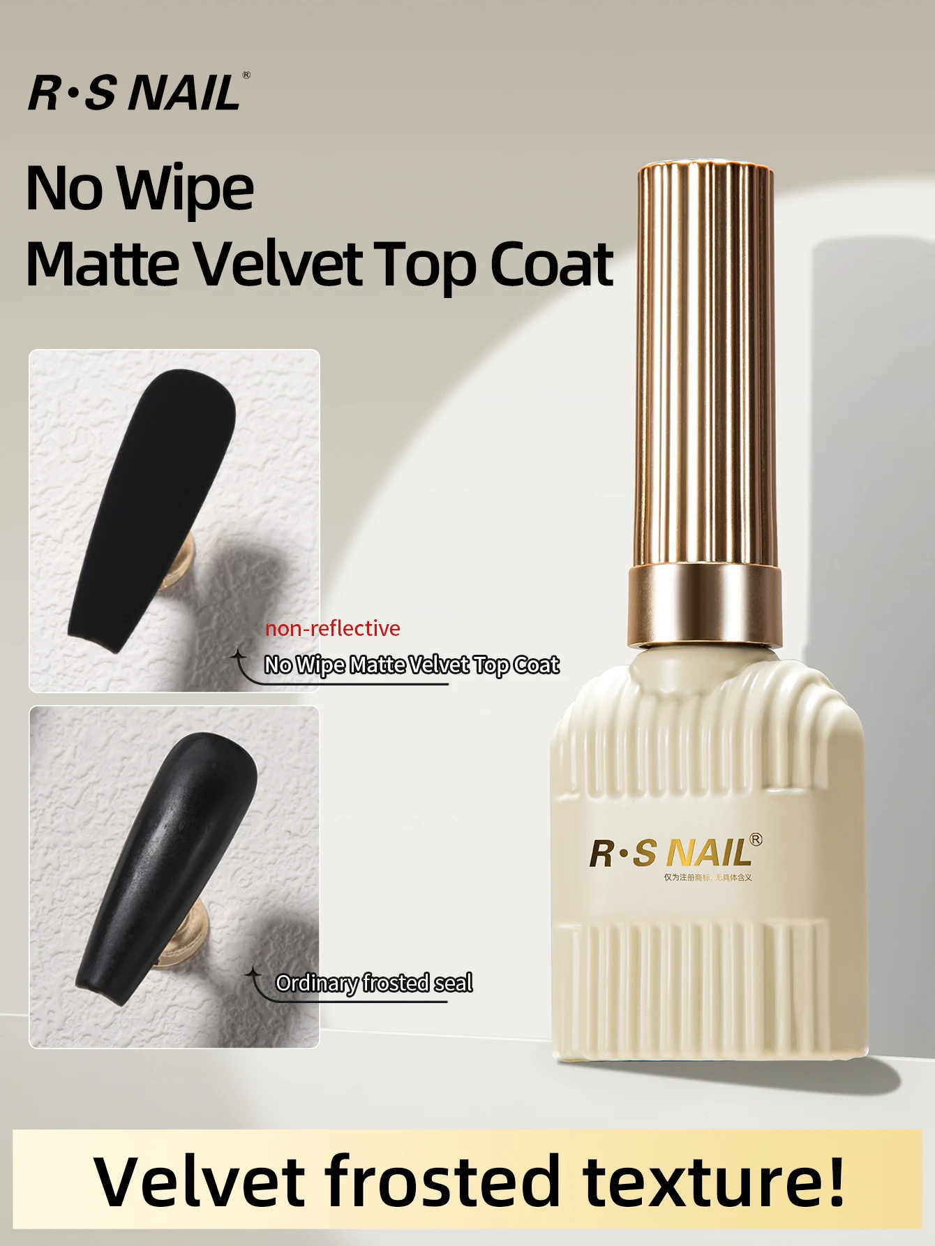 Gel Nail Polish Gel Nail Varnish Nail Polish Finish RSNAIL 12g Velvet Matte Top Coat Gel Nail Polish UV Gel Soak Off Semi-Permanent Varnish Clear Matte Top Coat Nail Art Lacquer