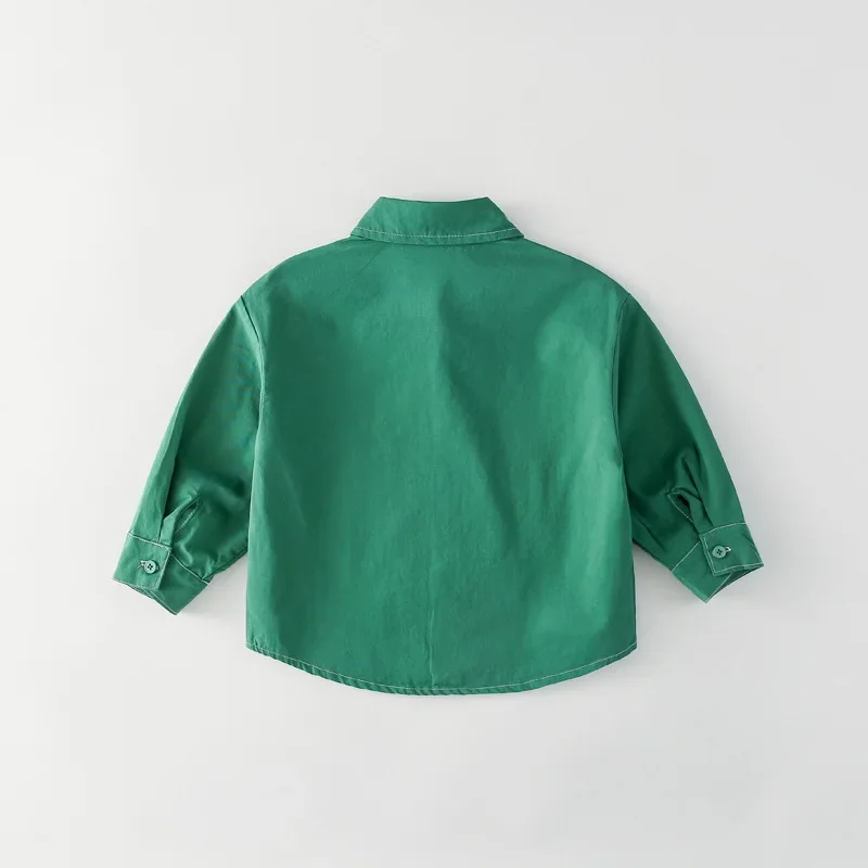 Spring Autumn Children's Long Sleeve Shirt Pure Cotton Printed Cartoon Solid Color Boys Girls Baby Fashionable Top