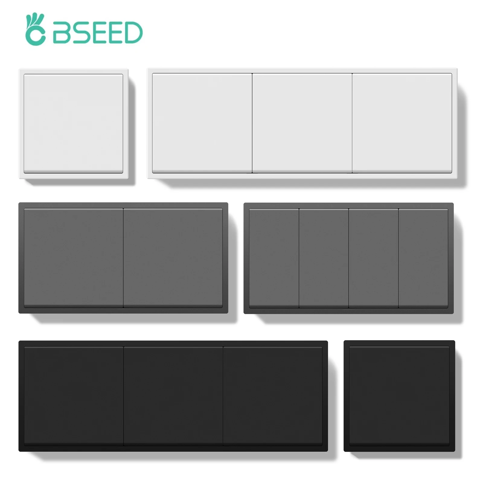 BSEED 1/2 Gang ผนังเดี่ยวสวิทช์ไฟคู่ Triple ขนาดใหญ่ปุ่มสวิทช์ 1Way EU มาตรฐานกรอบพลาสติก 10A 1