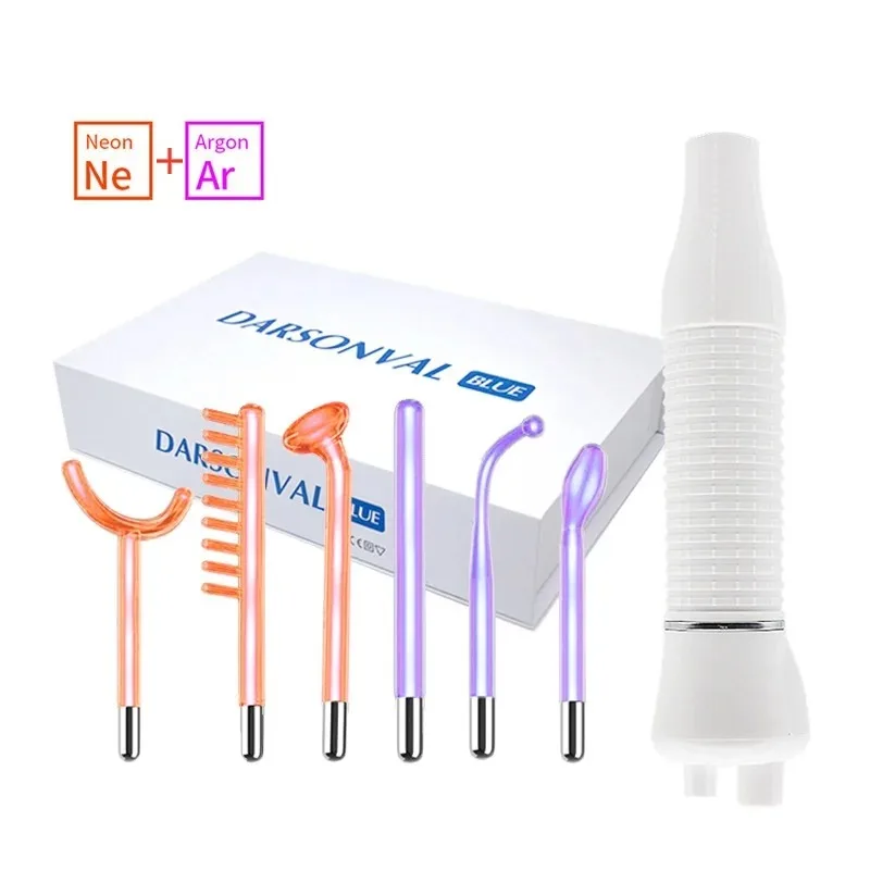 Facial therapy wand Darsonval Portable High Frequency Facial Machine Skin Therapy 6 Neon & Argon Wands Remove Wrinkles Acne Facial Therapy Wand